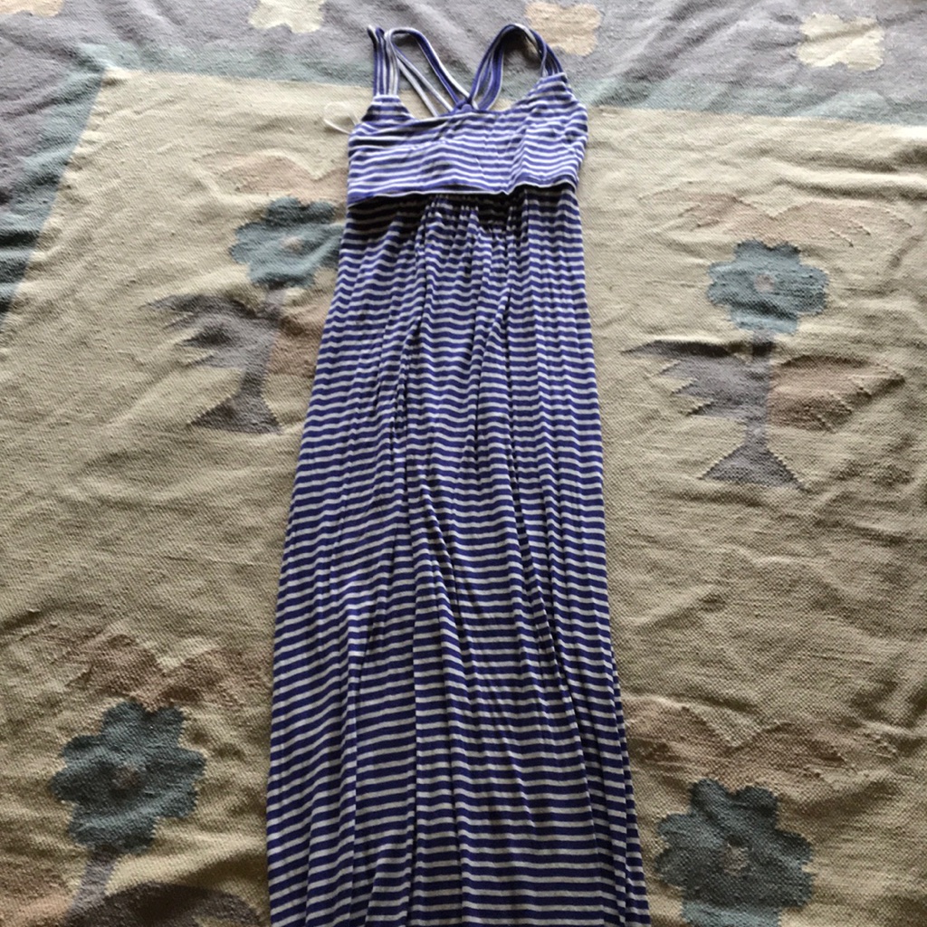 Blue And White Striped Maxi Dress
